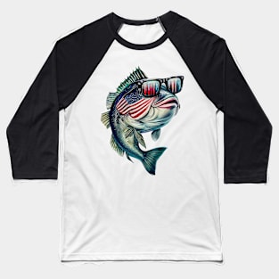 Cool American Bass Fish #3 Baseball T-Shirt